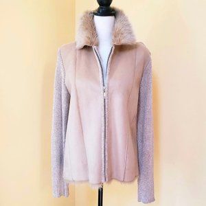 ~Chic Suede/ Faux Fur Zip-Up Sweater~